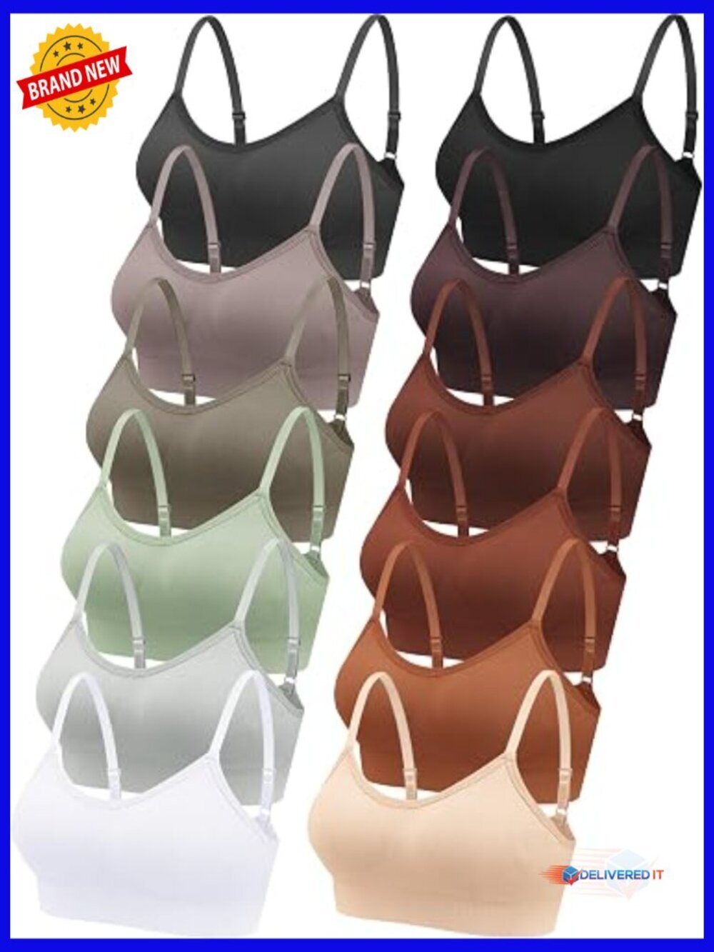 6 Pack Sports Bra No Underwire Wireless Bralette Support Padded Seamless